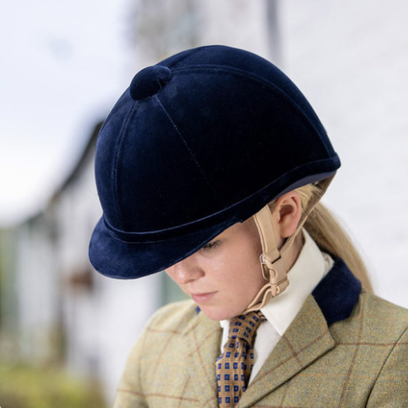 Charles Owen Hampton Flesh Riding Hat in Navy-1
